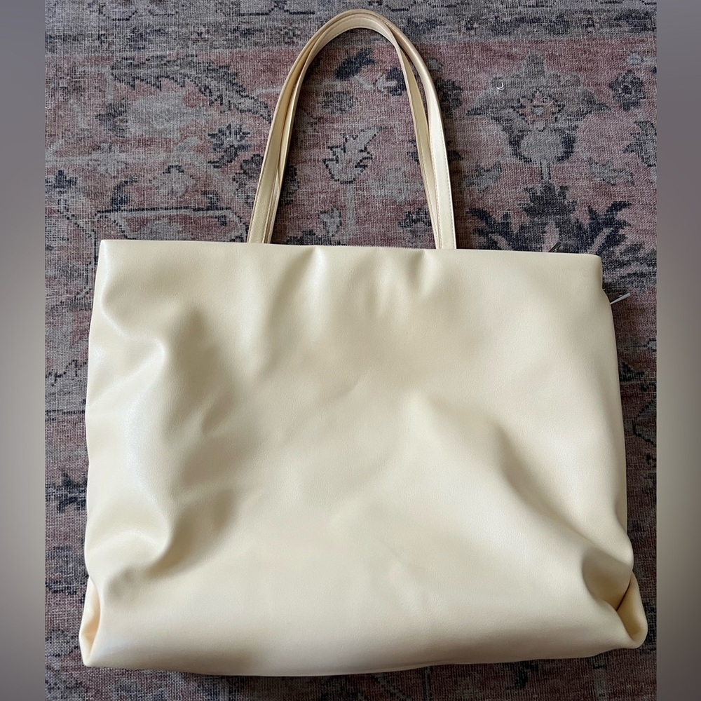 a new day pastel yellow tote